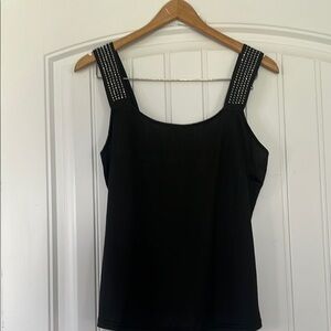 New Black Stretchy Embellished Tank Top